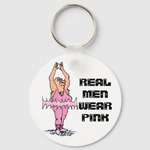 Echte Mannen Draag roze grappige fat Guy Ballet Sleutelhanger