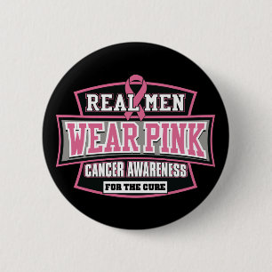 ECHTE Mannen Draag roze voor de kure borstkanker Ronde Button 5,7 Cm