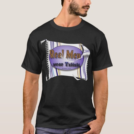Echte Mannen draag Tzitzit T-shirt (Voorkant)