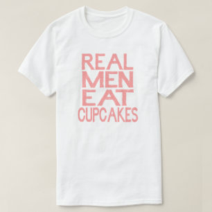 Echte Mannen Eet Cupcakes T Shirt Roze