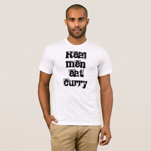Echte mannen eten curry Tshirt (Voorkant volledig)
