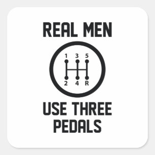 Echte Mannen Gebruik drie pedalen Vierkante Sticker