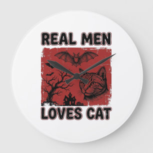 Echte mannen houden van kat Halloween vintage kat Grote Klok