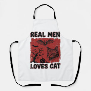 Echte mannen houden van kat Halloween vintage kat Schort