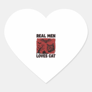 Echte mannen houden van kat Halloween vintage katt Hart Sticker