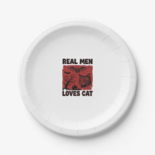 Echte mannen houden van kat Halloween vintage katt Papieren Bordje