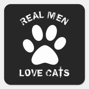 Echte mannen houden van katten aangepaste tekst ge vierkante sticker