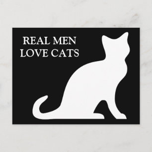 Echte mannen houden van katten ansichtkaarten briefkaart