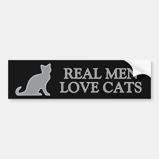 Echte mannen houden van katten auto bumpersticker (Voorkant)