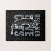 Echte mannen houden van katten in de distressed st legpuzzel (Horizontaal)