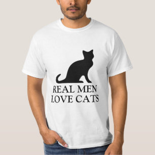Echte mannen houden van katten in shirt Zwart-wi