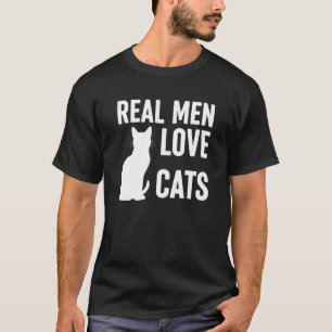 ECHTE MANNEN HOUDEN VAN KATTEN, leuke zwarte kat m T-shirt