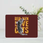 Echte mannen houden van katten op bordeauxrood (Staand voorkant)