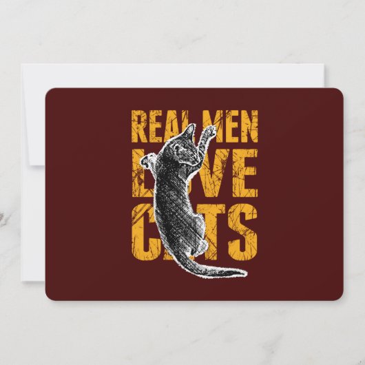Echte mannen houden van katten op bordeauxrood (Voorkant)