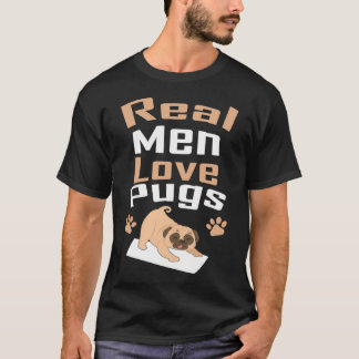 Echte mannen houden van pugs t-shirt