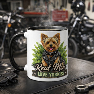 Echte mannen houden van Yorkies / Grappige Biker H Mok