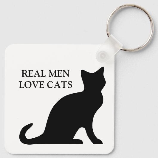 Echte mannen houden van zwarte en witte omkeerbare sleutelhanger (Achterkant)