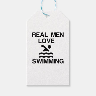 ECHTE MANNEN Houden VAN ZWEMMEN Cadeaulabel