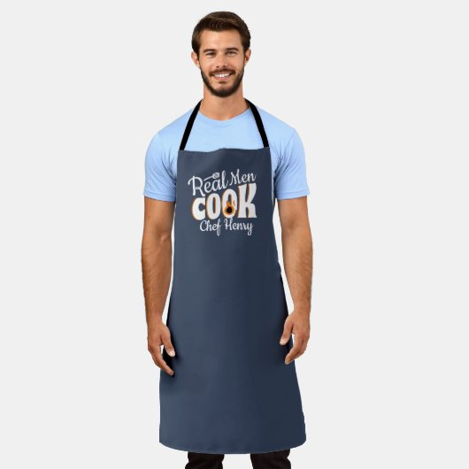 Echte Mannen Koken Script Chef Cadeau Schort (Gedragen)
