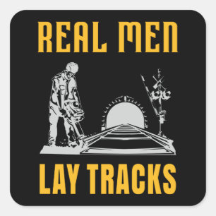 Echte mannen leggen sporen af vierkante sticker