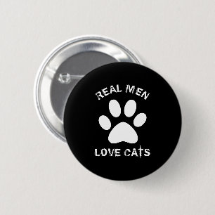 Echte Mannen Liefde Katten Aangepaste tekst Aangep Ronde Button 5,7 Cm