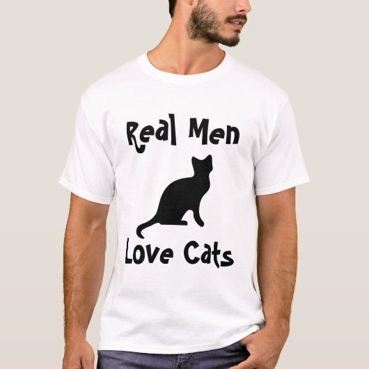 Echte Mannen Liefde katten shirt geven kat (Voorkant)