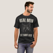 Echte Mannen Liefde Tabby Cats Papa Funny  T-shirt (Voorkant volledig)