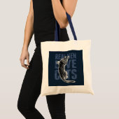 Echte Mannen liefdeskatten op blauw staal Tote Bag (Voorkant (product))