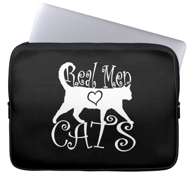 Echte Mannen liefdeskatten op zwart Laptop Sleeve (Voorkant)
