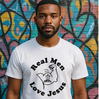 Echte Mannen Liefhebben Jezus - Sterke Arm- Kruis T-shirt