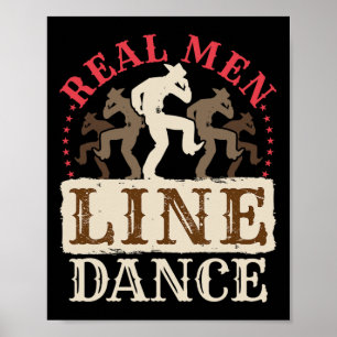 Echte Mannen Line Dance Shirt Country Western dans Poster