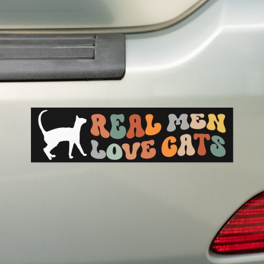 Echte Mannen Love Cats Funny Bumpersticker (Op auto)
