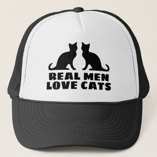 Echte Mannen Love Cats grappige trucker hat for ca Pet (Voorkant)