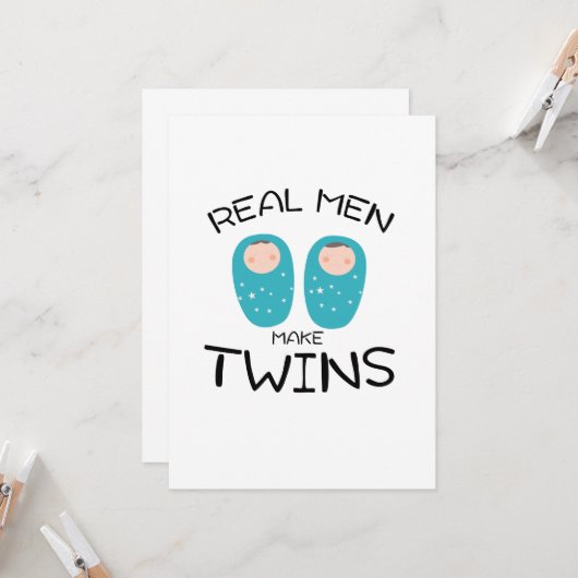 Echte Mannen maken tweelingen Nieuwe pap Vaderdag Kaart (Voorkant / Achterkant in situ)