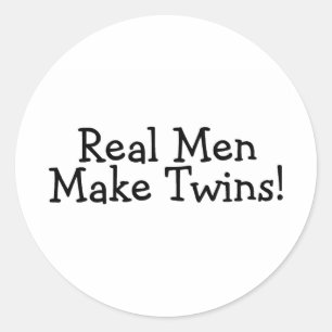 Echte Mannen maken tweelingen (zwart) Ronde Sticker