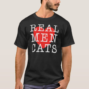Echte Mannen met liefdeskatten of een kat T-shirt