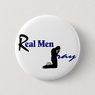 Echte Mannen Pray Ronde Button 5,7 Cm