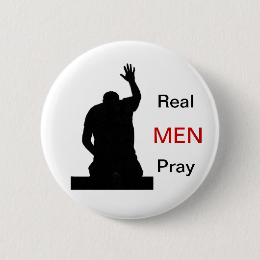 Echte Mannen Pray Ronde Button 5,7 Cm (Voorkant)