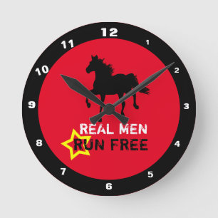 Echte Mannen Rennen Vrij & Wild Zwart Paard (Stoer Ronde Klok