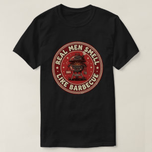 Echte Mannen Ruiken Naar Barbecue   Retro Grill  T-shirt