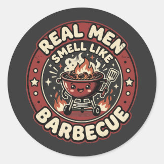 Echte mannen ruiken naar BBQ | Grappig geschenk vo Ronde Sticker