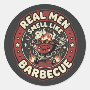 Echte mannen ruiken naar BBQ Grappig geschenk vo Ronde Sticker