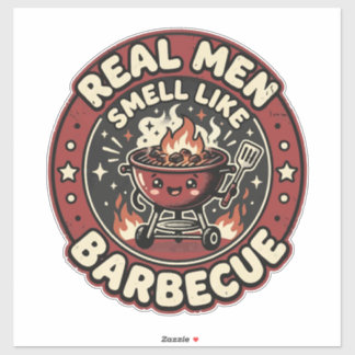 Echte mannen ruiken naar BBQ | Grappig geschenk vo Sticker