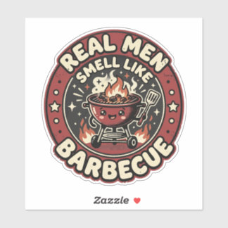 Echte mannen ruiken naar BBQ | Grappig geschenk vo Sticker