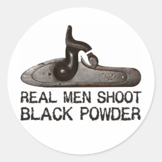 Echte mannen schieten Black Powder, doel schieten Ronde Sticker