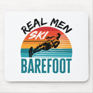 Echte Mannen Ski Barefoot Water Skiing Skier Muismat