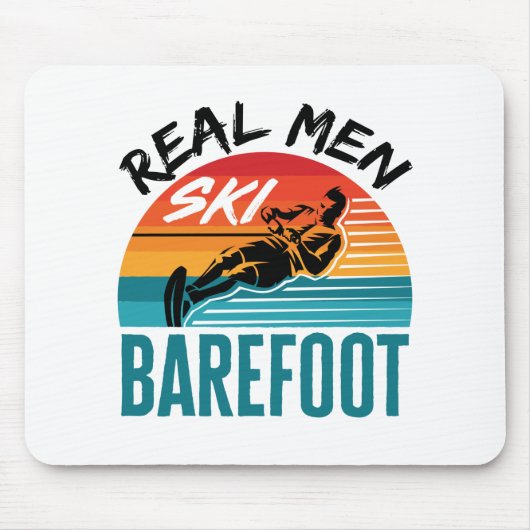 Echte Mannen Ski Barefoot Water Skiing Skier Muismat (Voorkant)