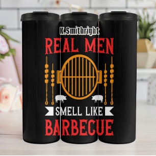 Echte Mannen smeren als barbecue Thermosbeker