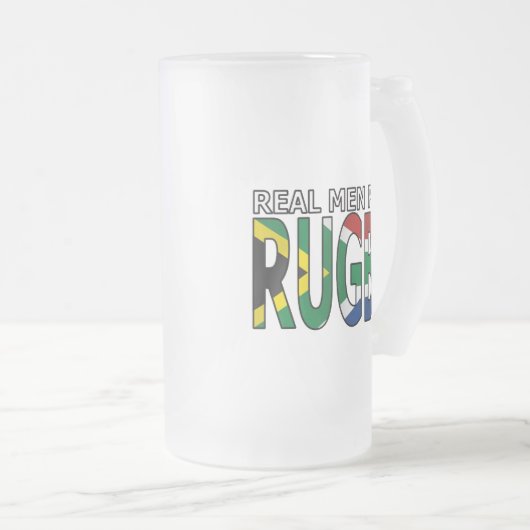 Echte Mannen spelen in Rugby Zuid-Afrika Matglas Bierpul (Voorkant rechts)