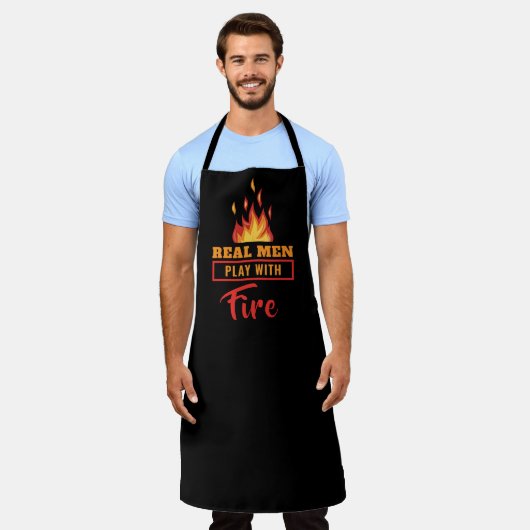 Echte Mannen spelen met vuurpron, Man Apron Schort (Gedragen)